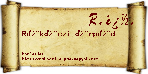 Rákóczi Árpád névjegykártya